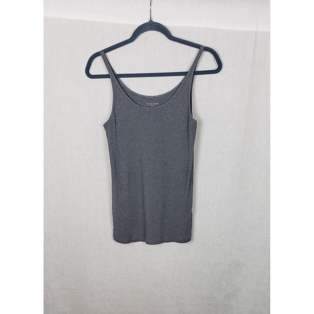 Eileen Fisher Grey 100% Organic Cotton Slub Camisole Tank Top M Sustainable